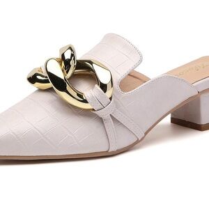 Elegant Cream Mules with Gold Accent